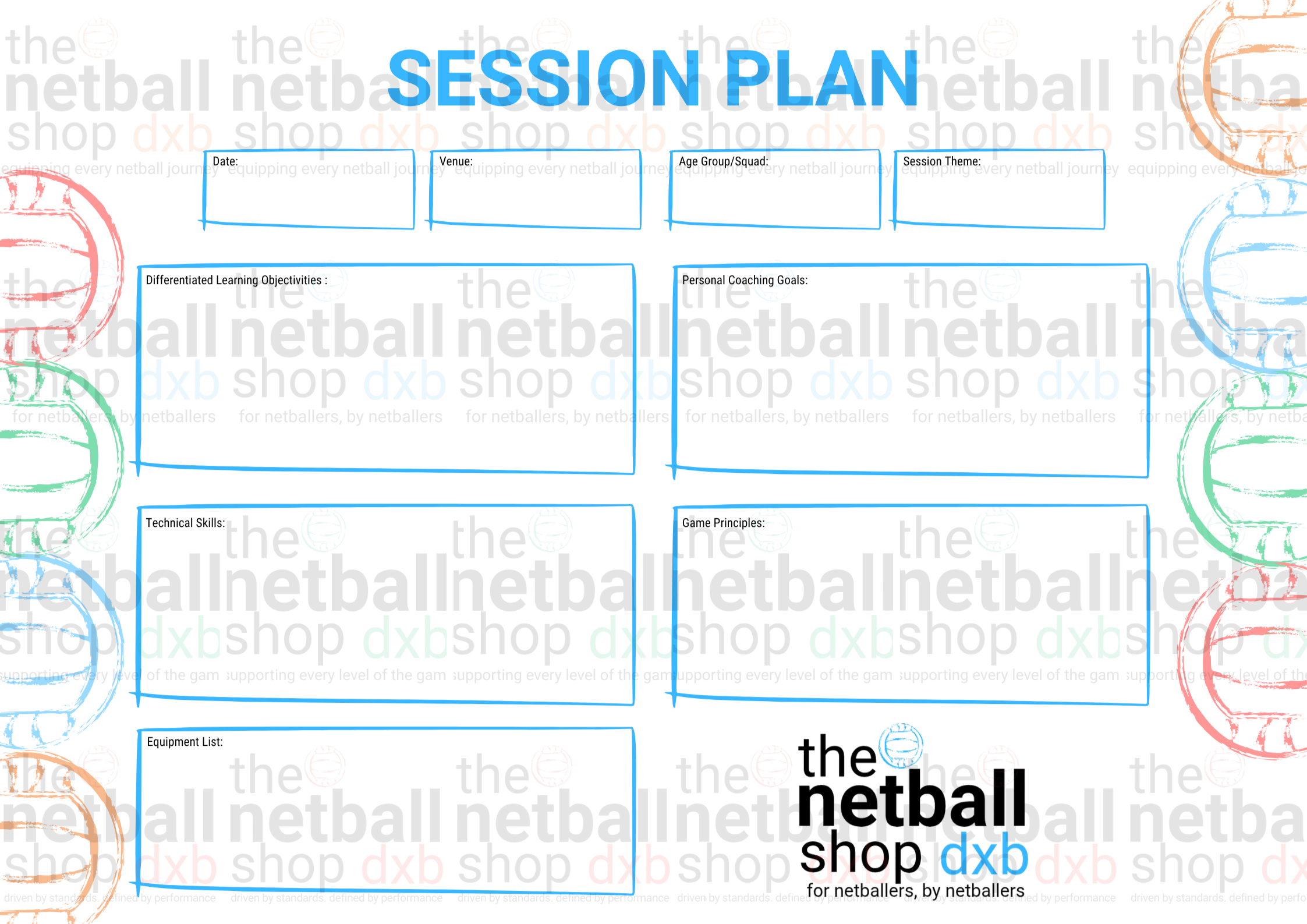 Coaches - Blank Session Plan Template