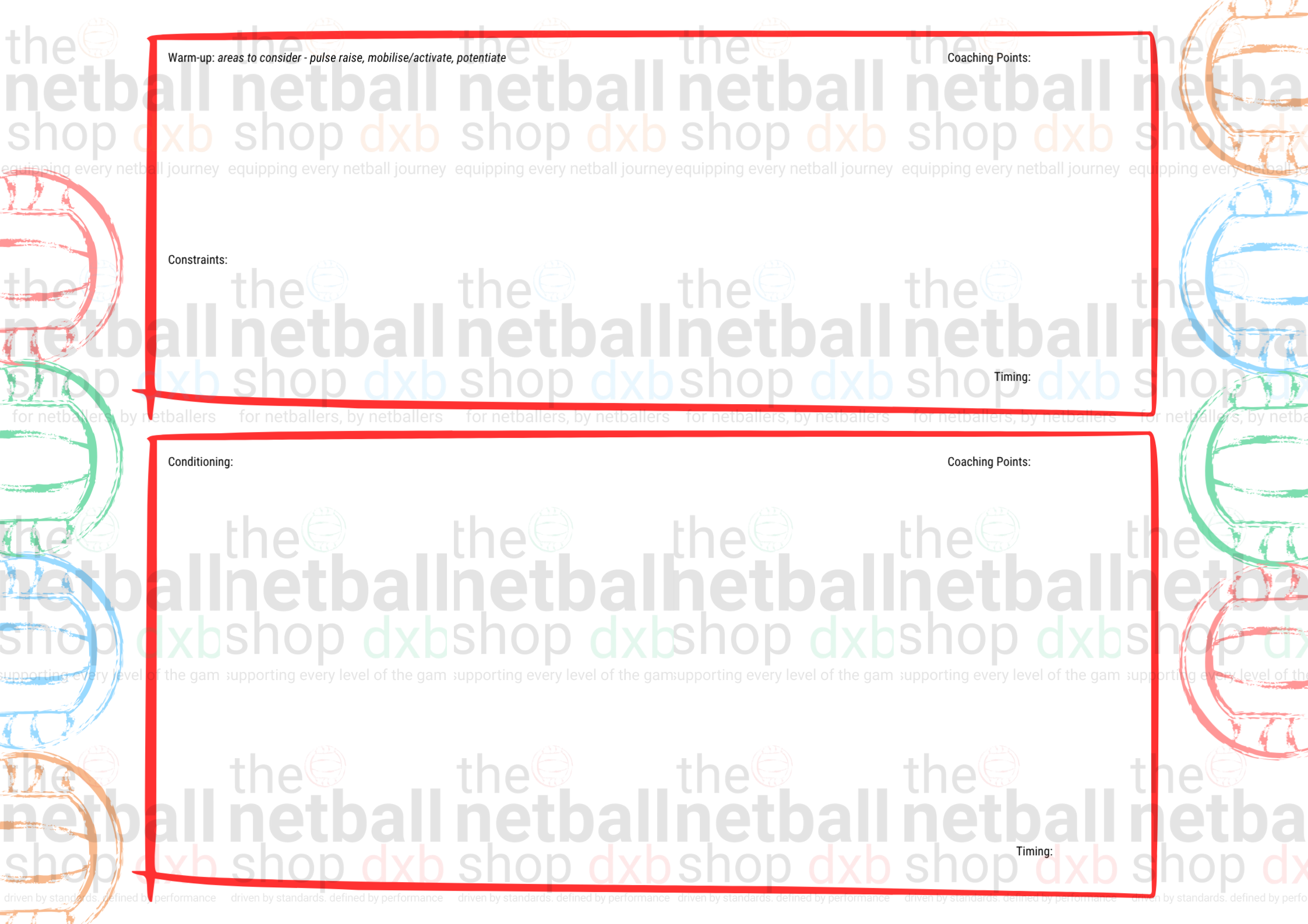 Coaches - Blank Session Plan Template