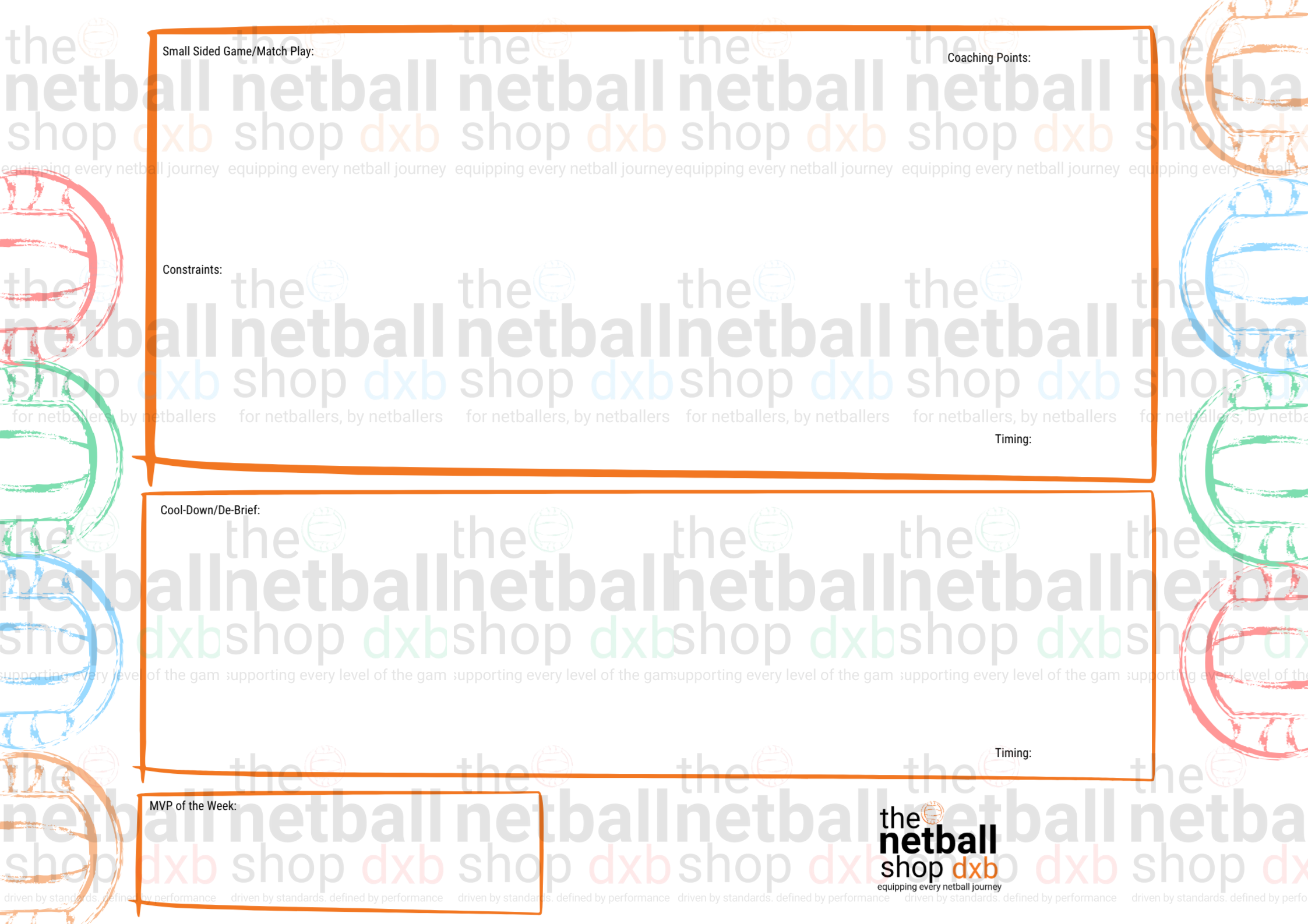 Coaches - Blank Session Plan Template